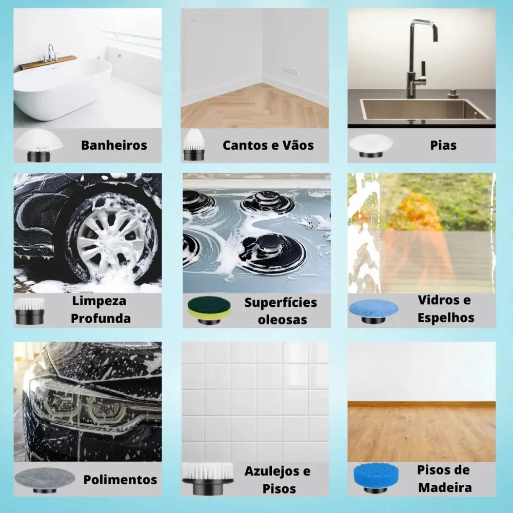 Esfregão Elétrico 9 Em 1 Sem fio Escova De Limpeza Pesada multifuncional