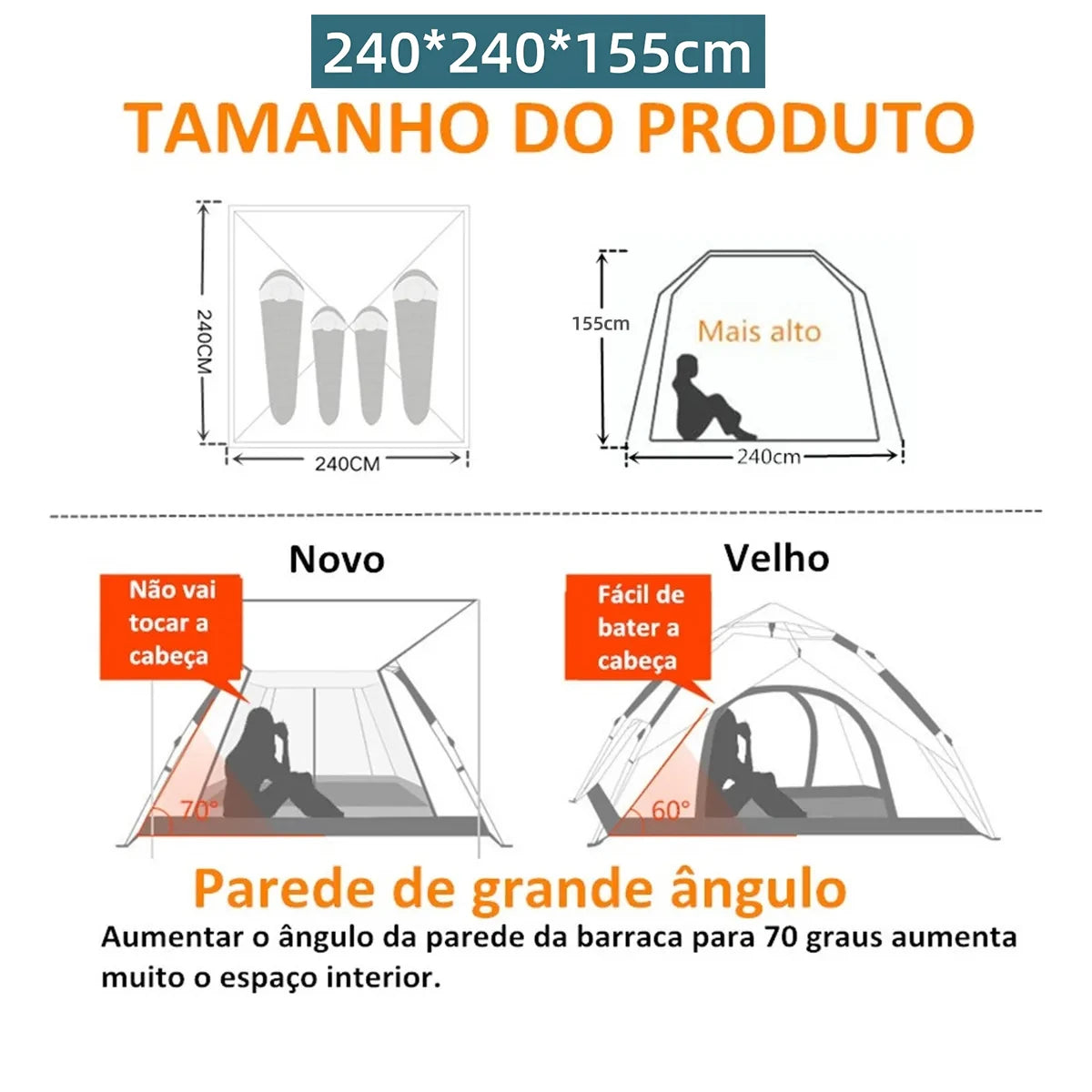 Barraca Camping Automática Upf50+ 5-8 Pessoas Grande Varanda para familiar portátil