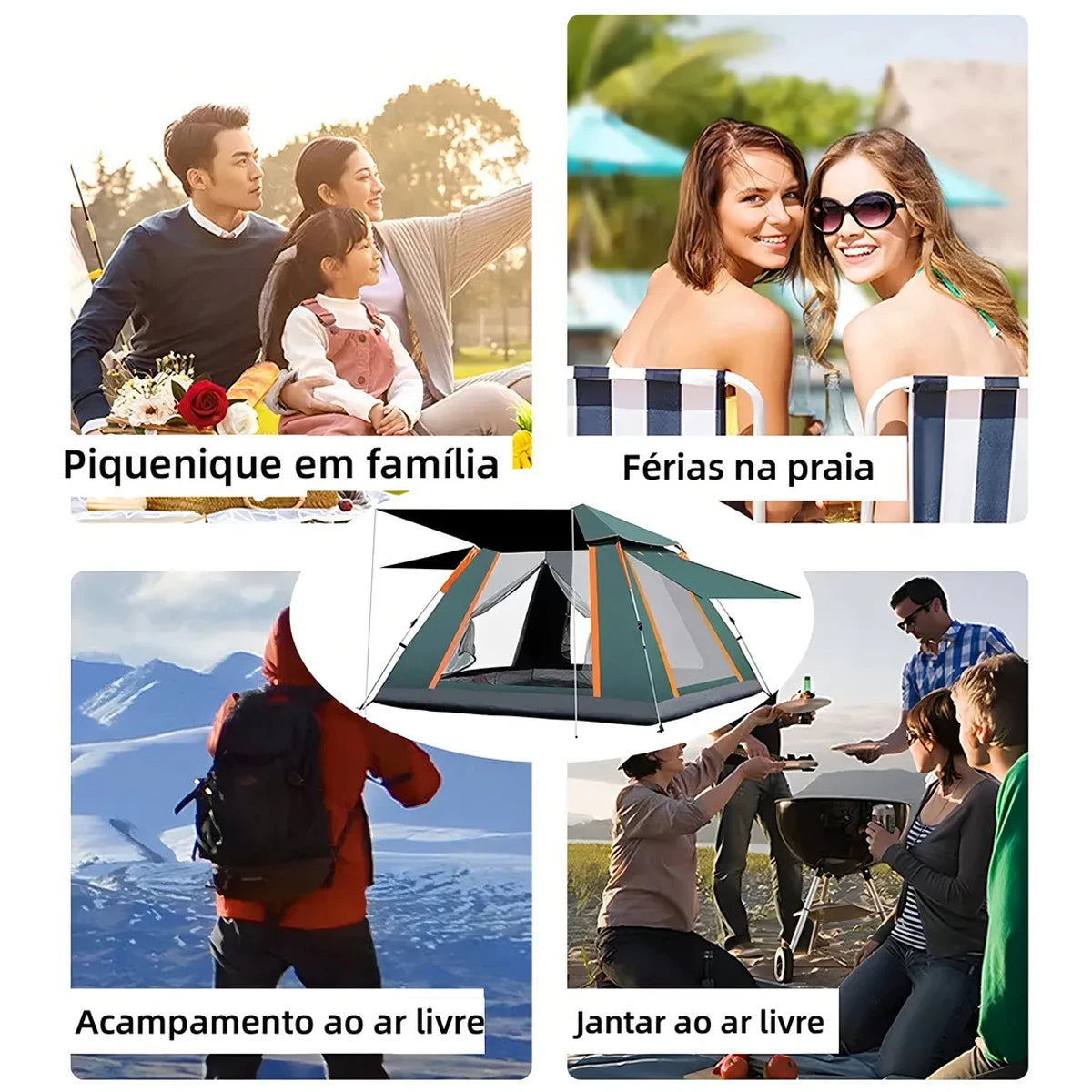 Barraca Camping Automática Upf50+ 5-8 Pessoas Grande Varanda para familiar portátil