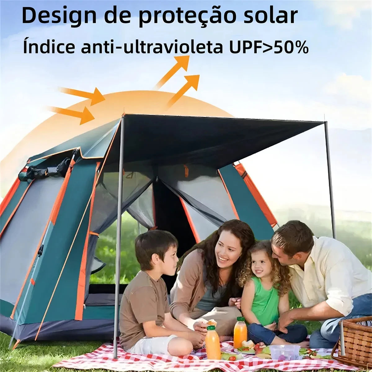 Barraca Camping Automática Upf50+ 5-8 Pessoas Grande Varanda para familiar portátil