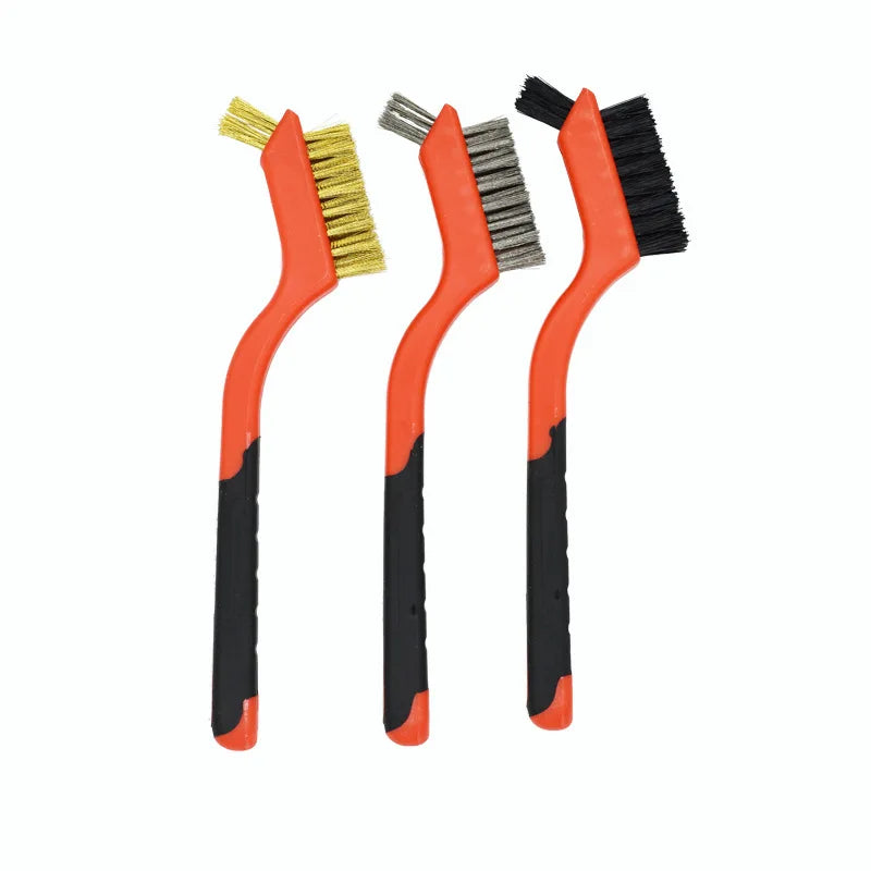 Escova de aço inoxidável , removedor de ferrugem, fio de metal, conjunto de 3 peças