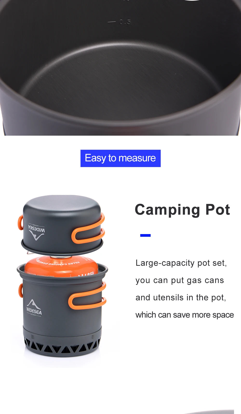 Widesea acampamento 1.3l 2.3l panelas conjunto de cozinha ao ar livre fogão de calor viagem talheres pote chaleira turista utensílio de cozinha equipamentos