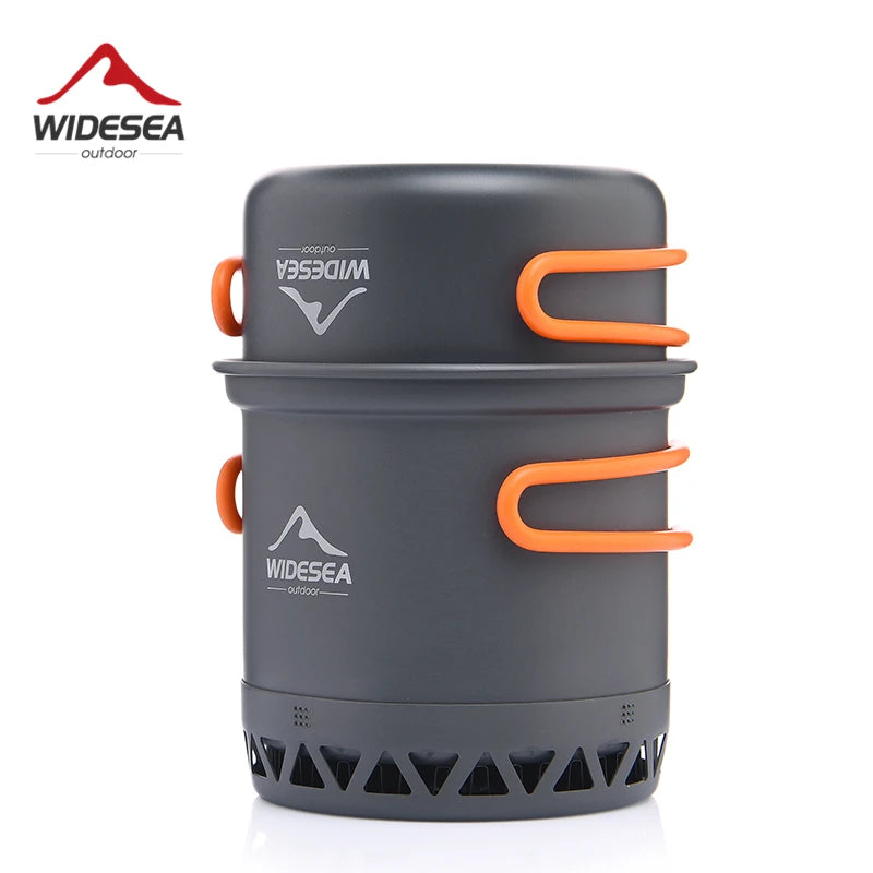 Widesea acampamento 1.3l 2.3l panelas conjunto de cozinha ao ar livre fogão de calor viagem talheres pote chaleira turista utensílio de cozinha equipamentos