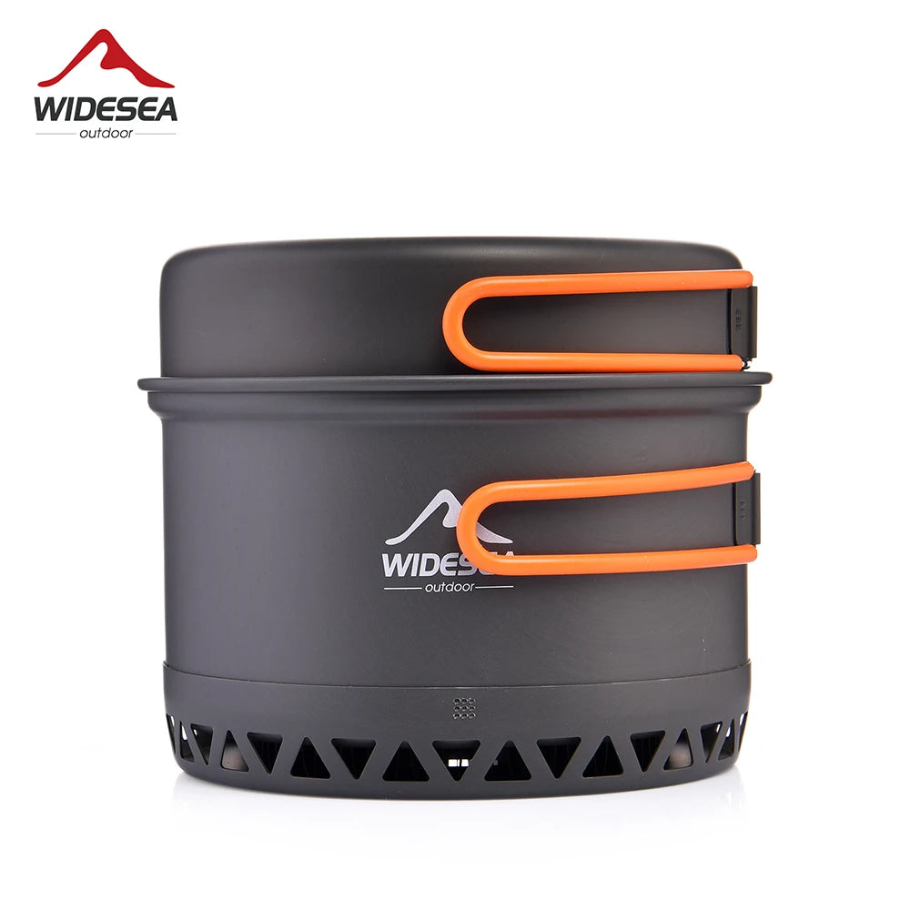 Widesea acampamento 1.3l 2.3l panelas conjunto de cozinha ao ar livre fogão de calor viagem talheres pote chaleira turista utensílio de cozinha equipamentos