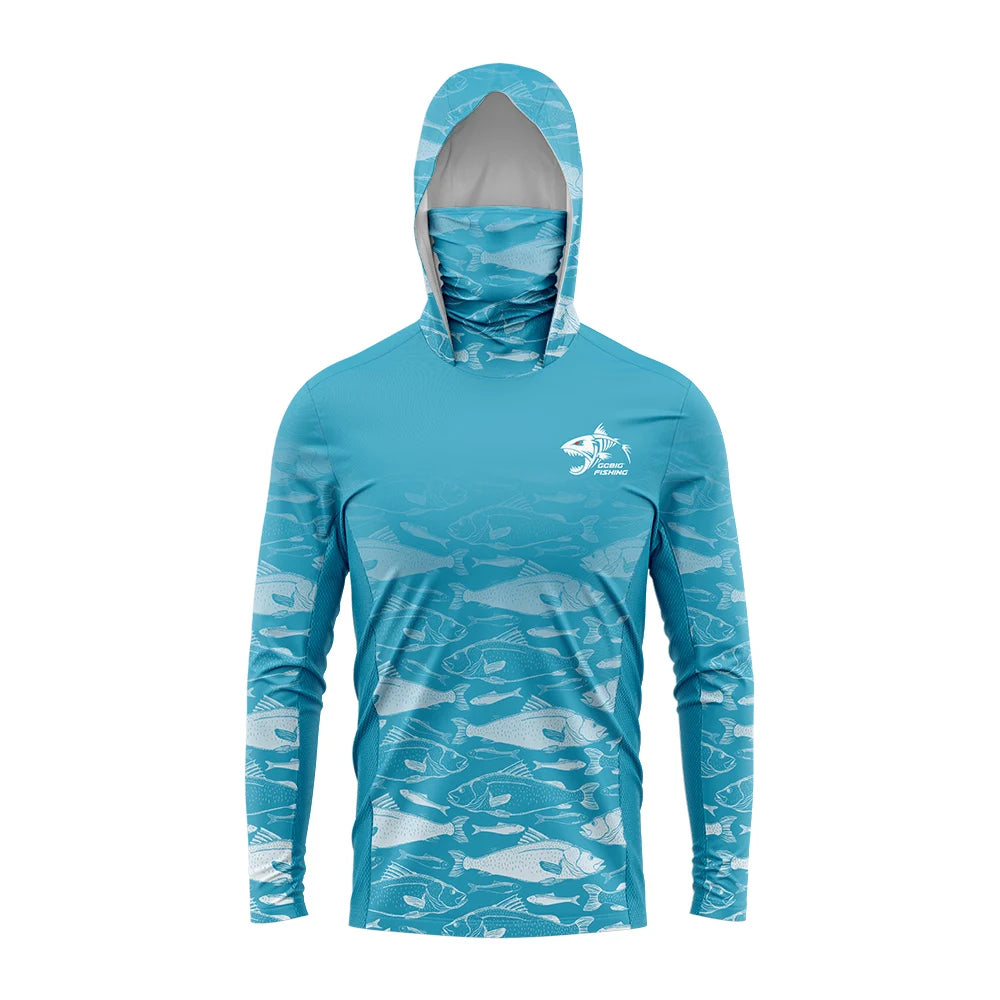 Camiseta masculina manga loga proteção upf 50+  qualidade premium com capuz tecido respirável