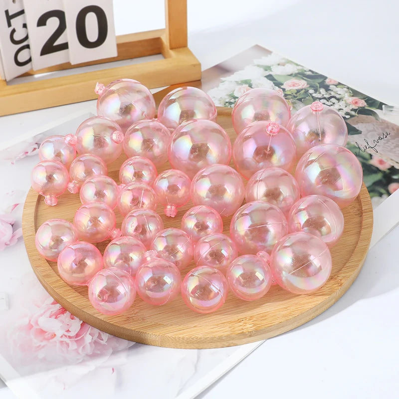 Kit 10 Toppers de bolo esferas transparentes , rosa e pérola