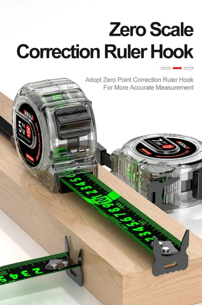 Fita métrica fluorescente medida precisão escala espessada  e resistente ao desgaste ferramenta de medição multiuso