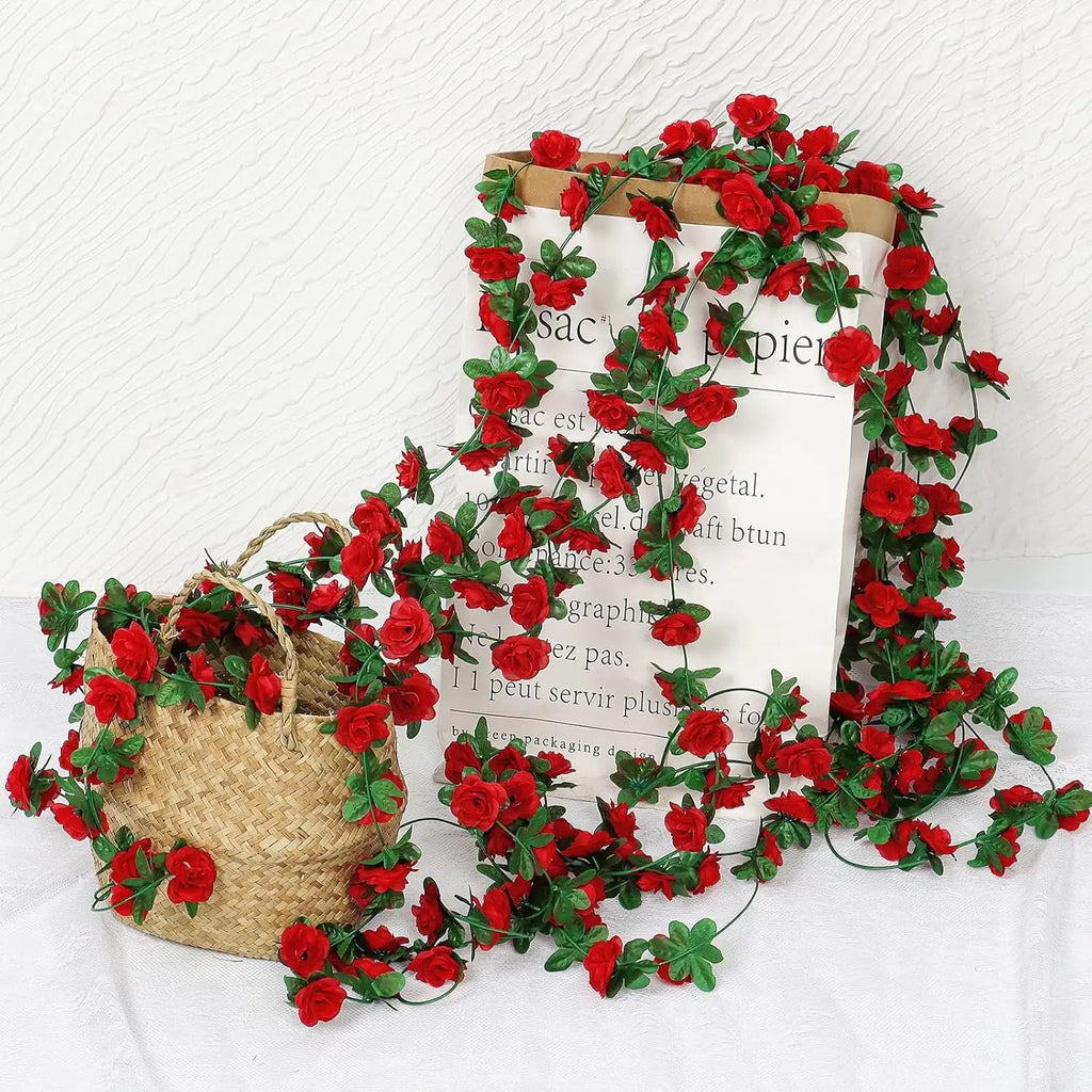 Kit 5 Guirlandas de Rosas Vermelhas (2,5 metros cada)