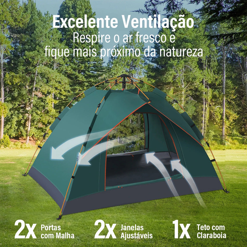 Barraca Automática com proteção uv e impermeável 3/4 pessoas