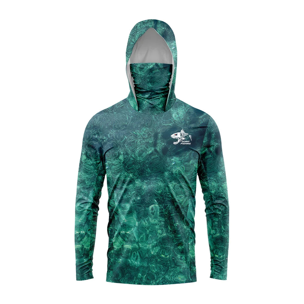 Camiseta masculina manga loga proteção upf 50+  qualidade premium com capuz tecido respirável