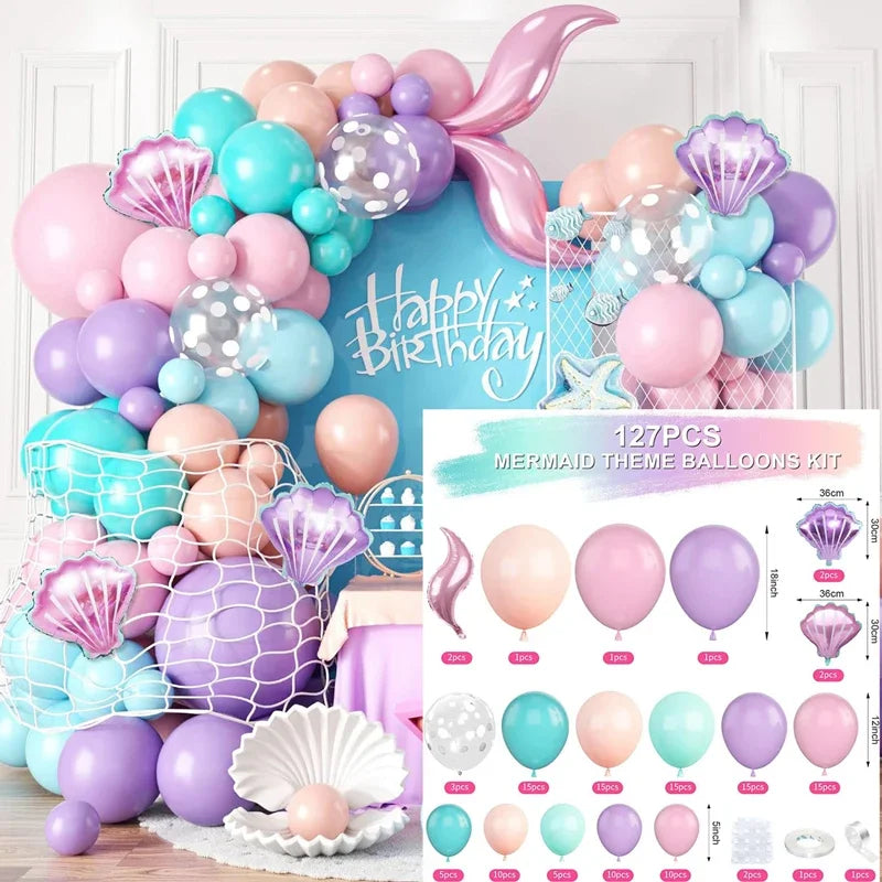 Kit de Balões Sereia e Fundo do Mar – 127 Peças