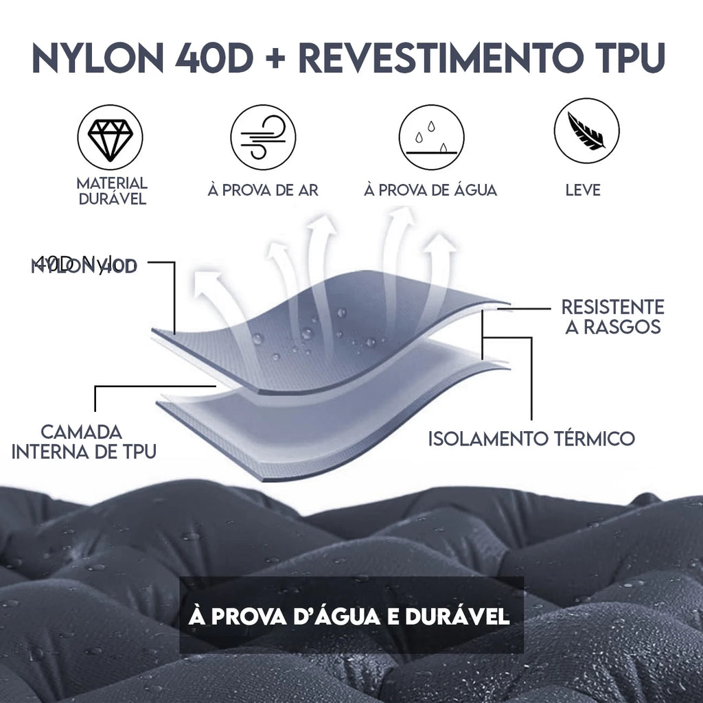 Colchonete inflável resistente a prova dágua com bomba de pé integrada