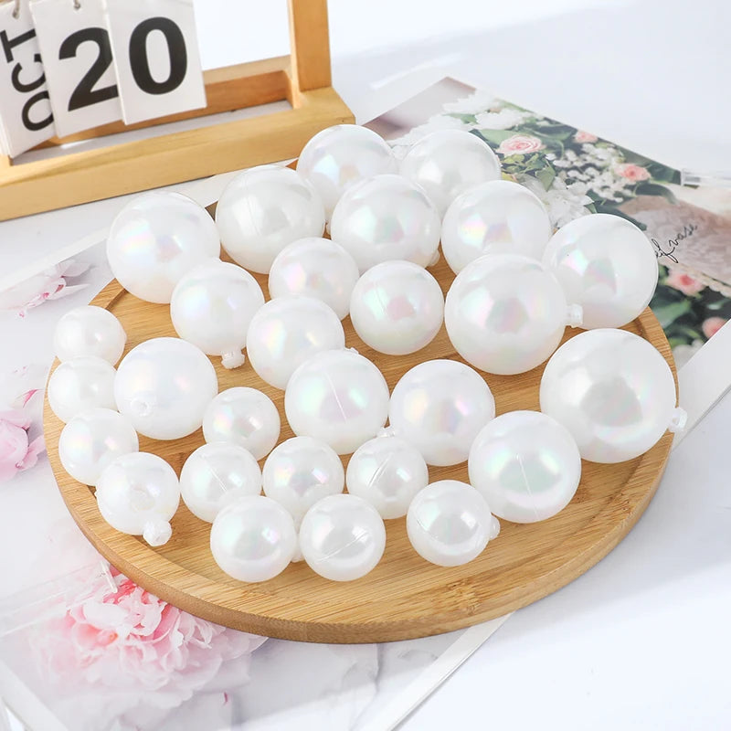 Kit 10 Toppers de bolo esferas transparentes , rosa e pérola