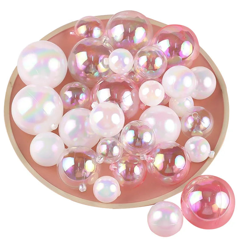 Kit 10 Toppers de bolo esferas transparentes , rosa e pérola