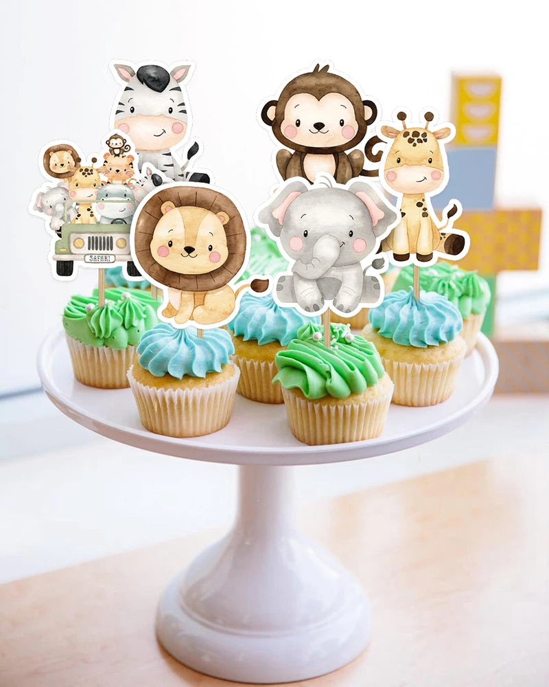 Kit 24 Toppers Animais da Selva