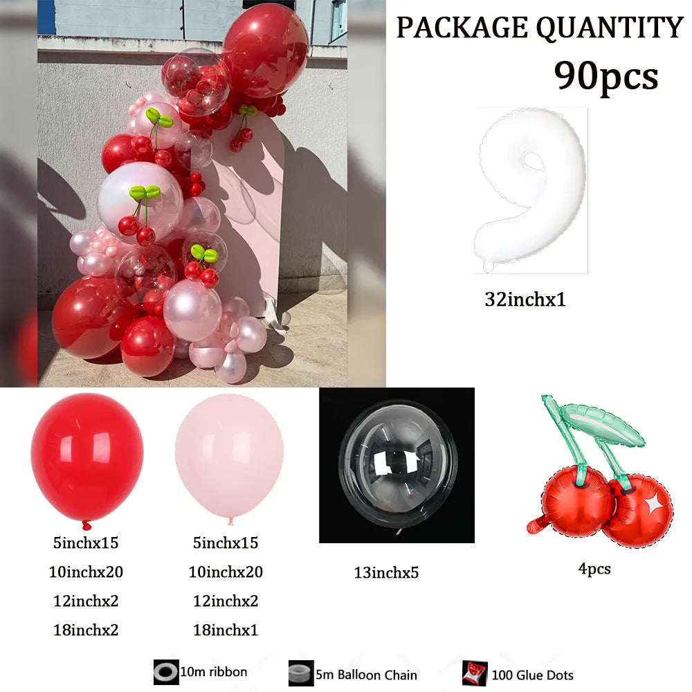 Kit de Balões Números Tema Cereja