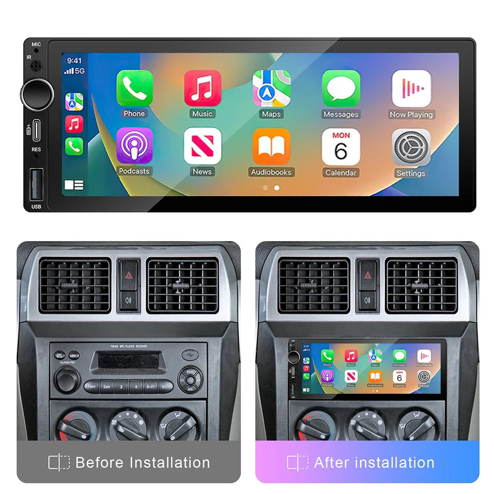 Multi mídia Hd tela touch carplay/bluetooth 5.0/AUX/Fm Radio
