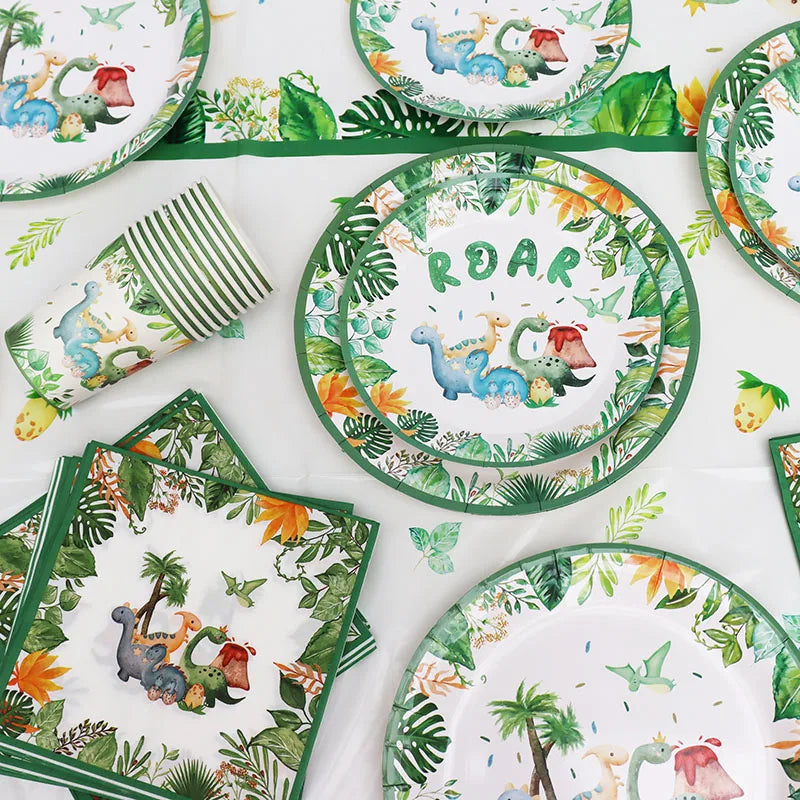 Kit Talheres e Pratos Descartáveis Dinossauro – Festa Completa