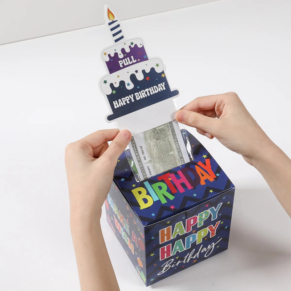 Caixa Puxa Dinheiro com Cartão – Presente Surpresa de Aniversário