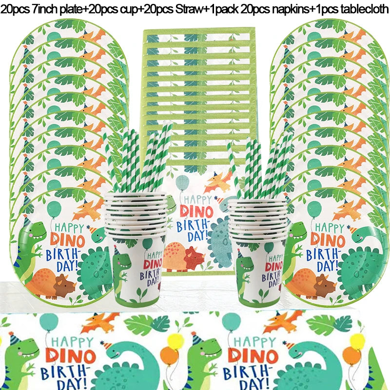 Kit Talheres e Pratos Descartáveis Dinossauro – Festa Completa
