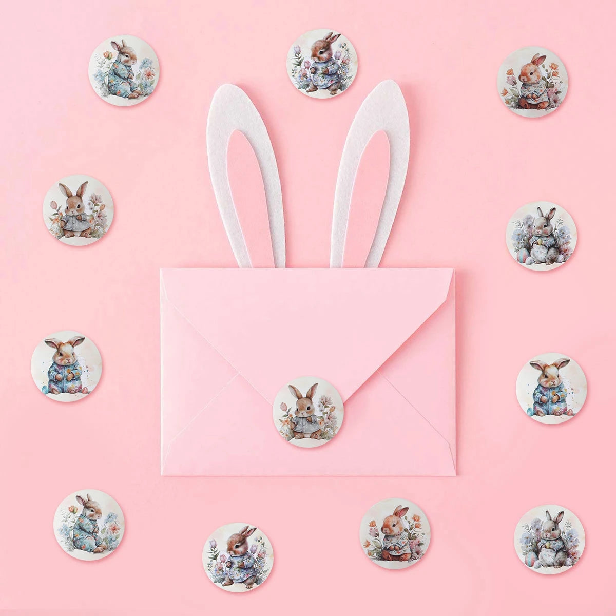 Rolo com 500 Adesivos de Coelhinho