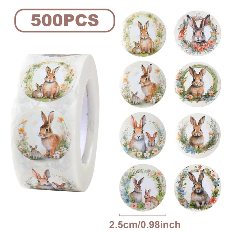 Rolo com 500 Adesivos de Coelhinho
