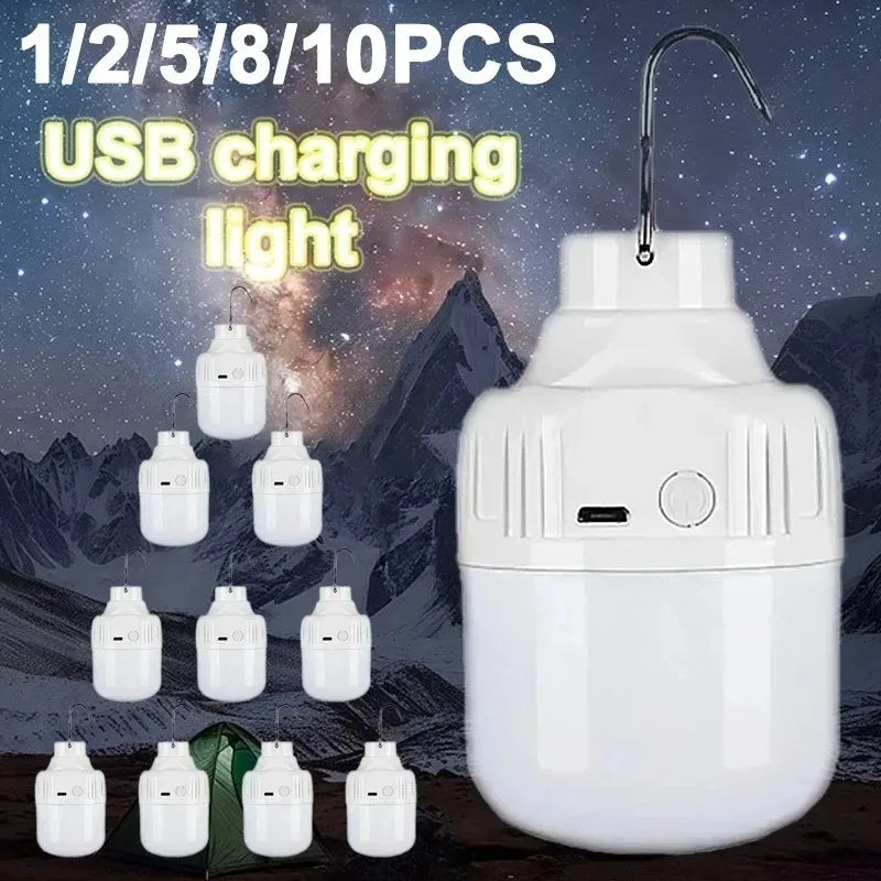 1-10 pçs lâmpada usb recarregável  led alto brilho luz de emergência acender acampamento lanterna portátil luzes da noite ﻿