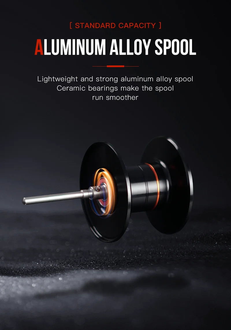 Rolamento cerâmico híbrido Arruela de fibra de carbono Sistema de rolamento duplo N52 Freio Carretilhas de pesca