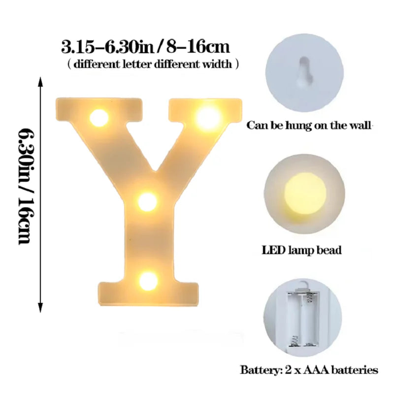 Letras e Números de LED (16cm) – Luminária Decorativa