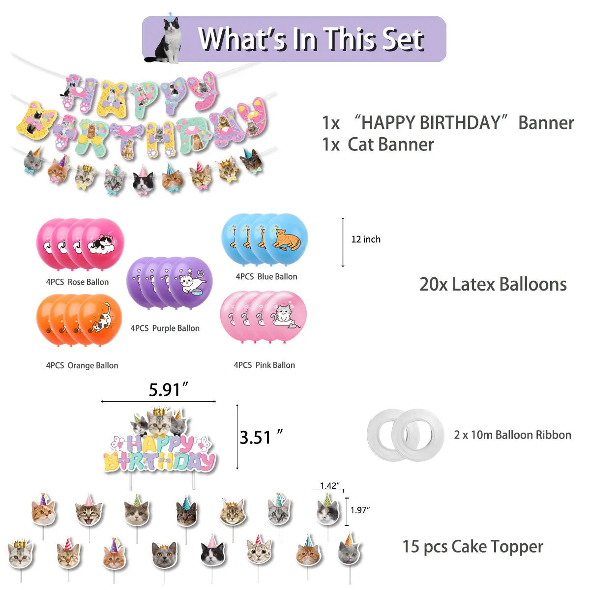 Kit Festa de Aniversário "Gatinhos"