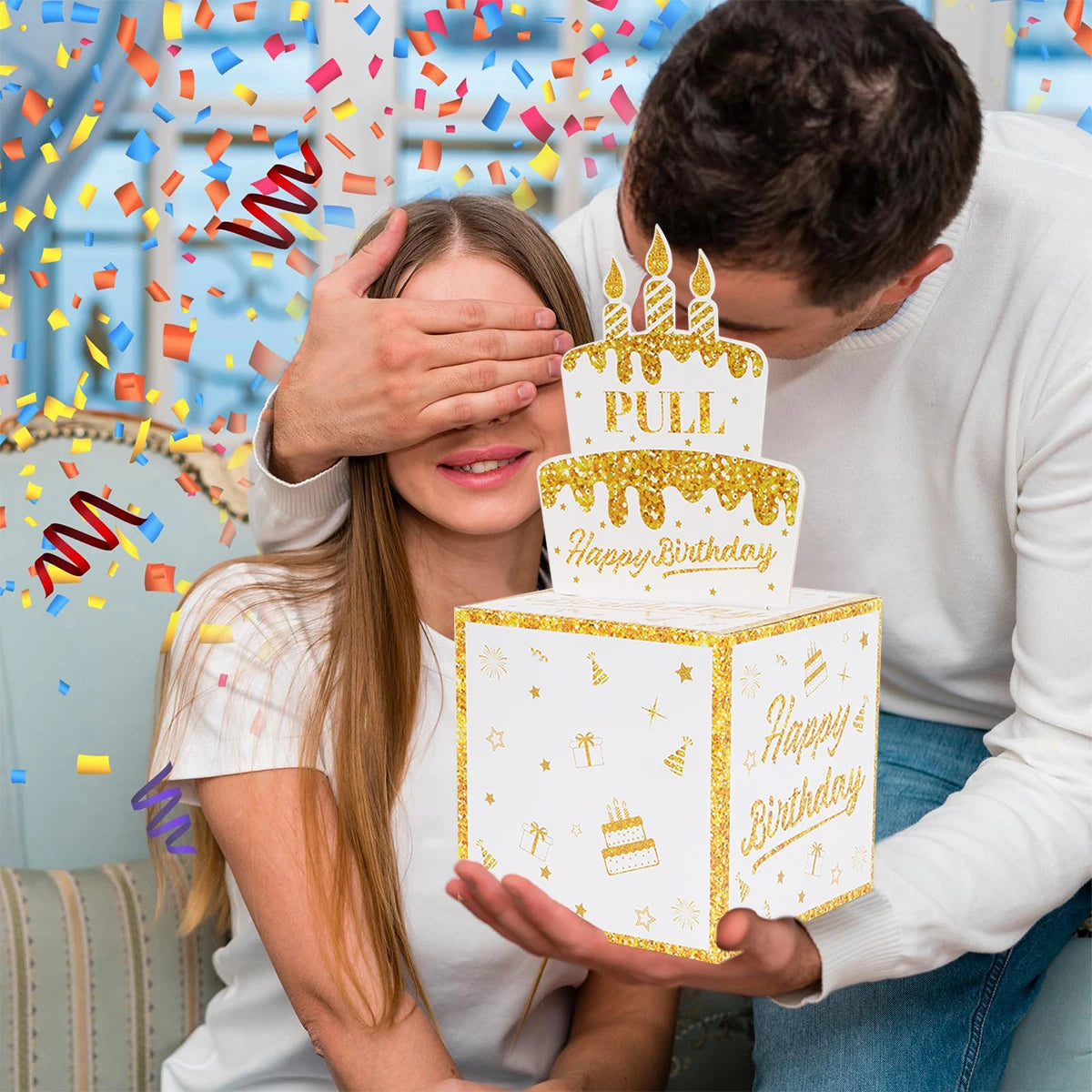 Caixa Puxa Dinheiro com Cartão – Presente Surpresa de Aniversário