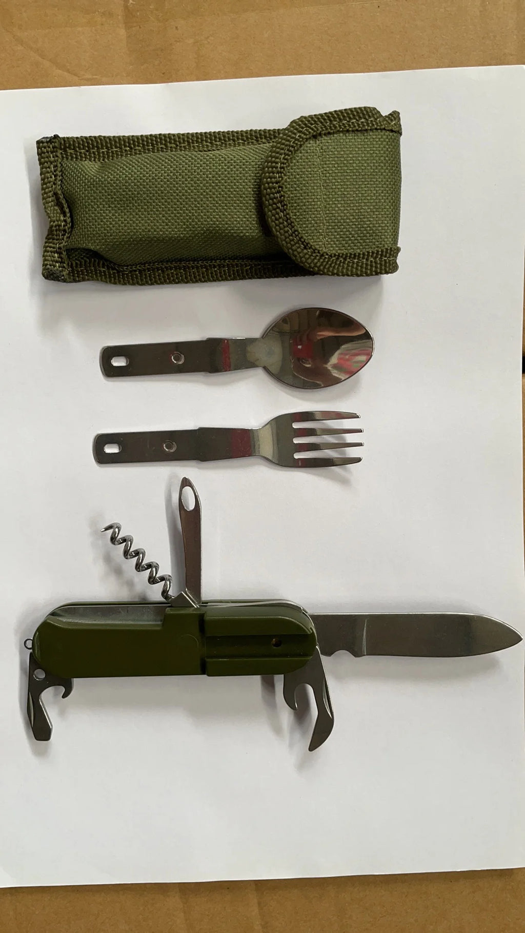 7 em 1 conjunto de talheres de acampamento de aço inoxidável dobrável garfo colher faca multifuncional utensílios de mesa ao ar livre para piquenique caminhadas viagens