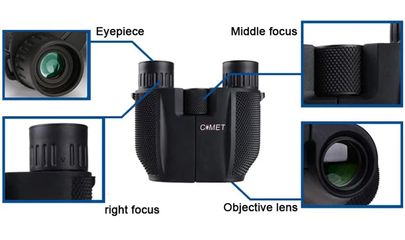 Binóculo hd dobrável compacto alcance 1000m lente fmc