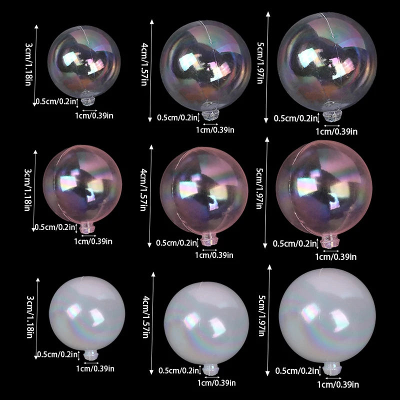 Kit 10 Toppers de bolo esferas transparentes , rosa e pérola