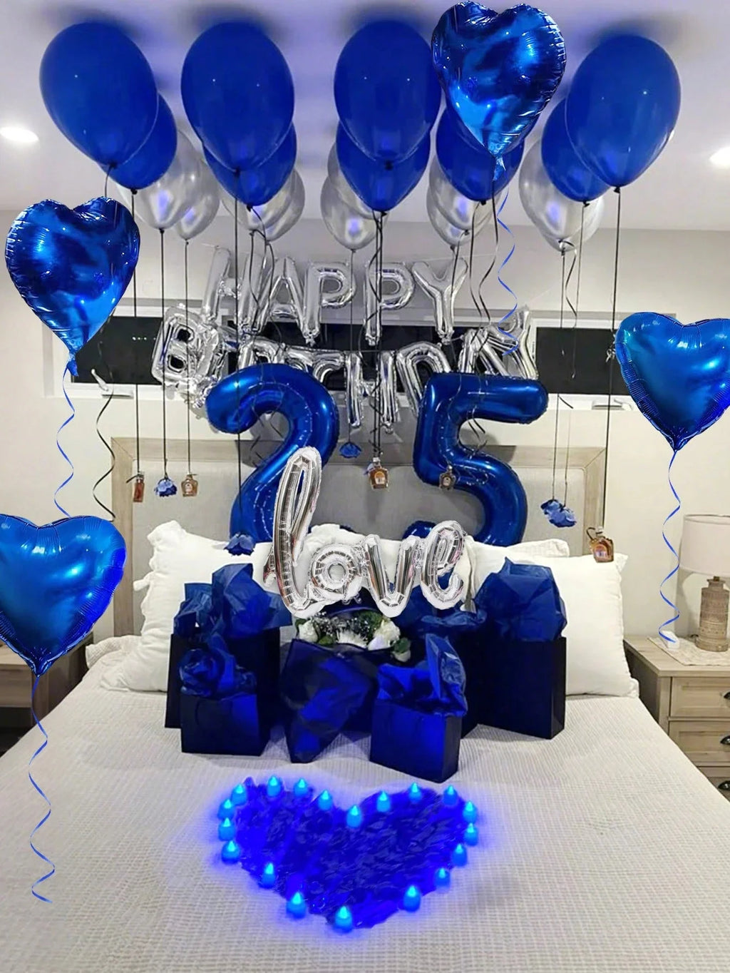 Combo Decoração de Festa Preto e Azul – Balões e Pétalas