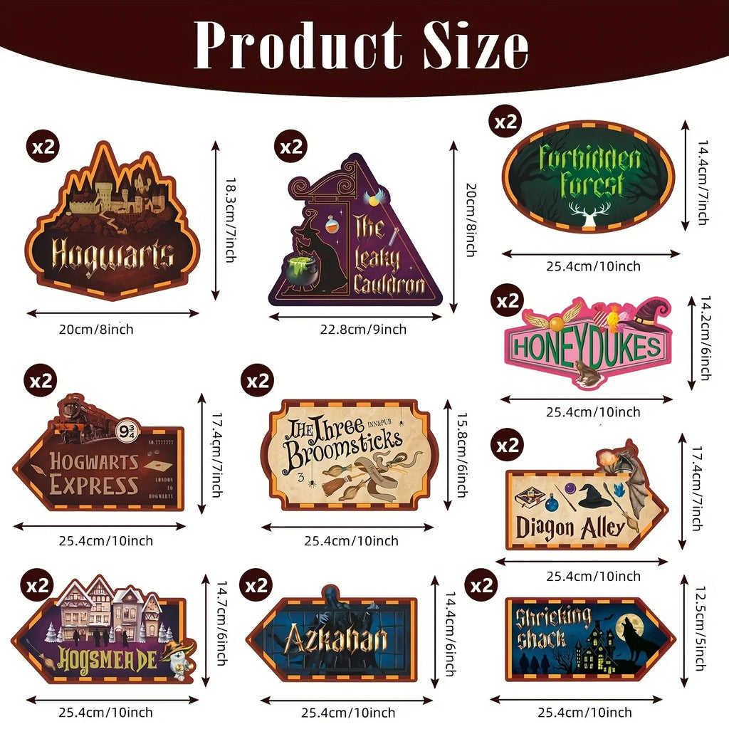 Placas decorativas mundo de hogwarts 20 peças