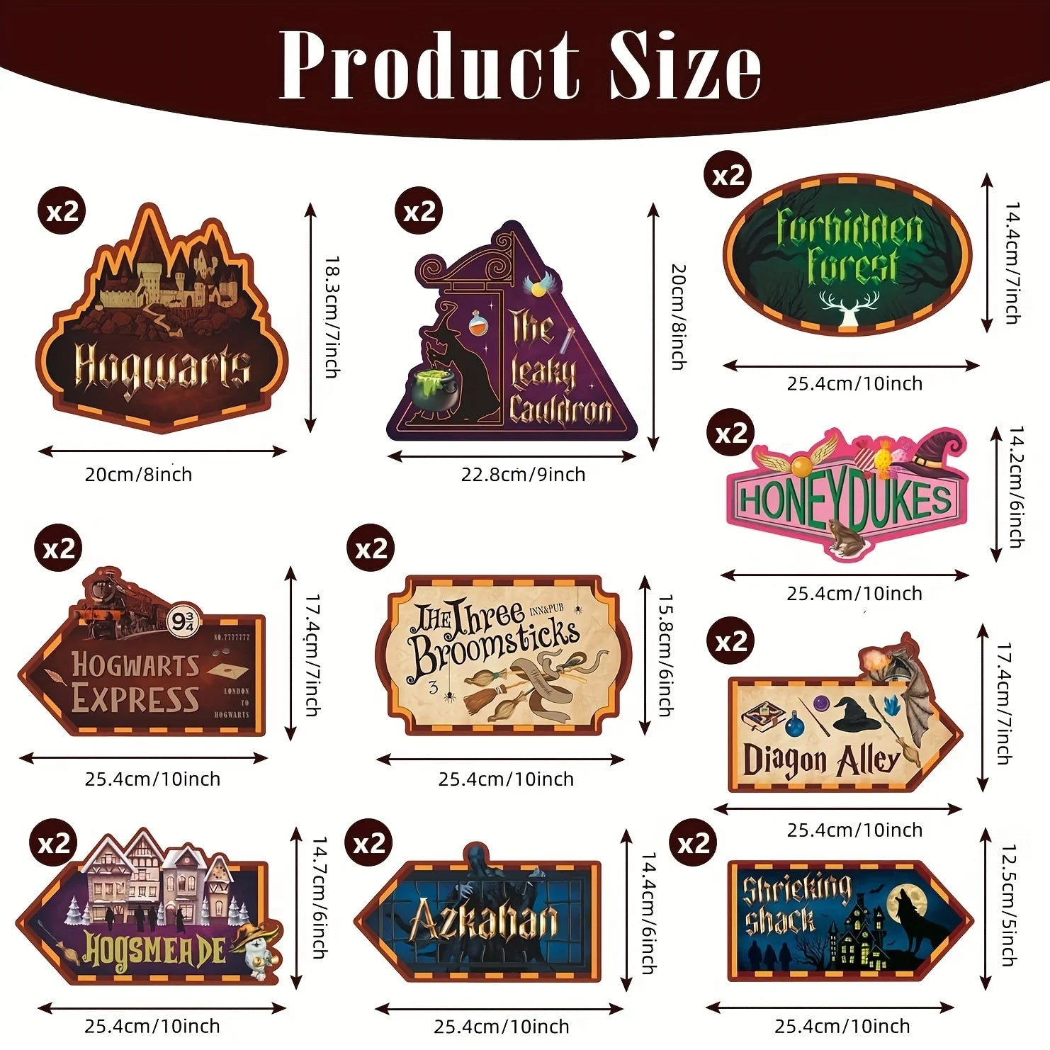 Placas decorativas mundo de hogwarts 20 peças