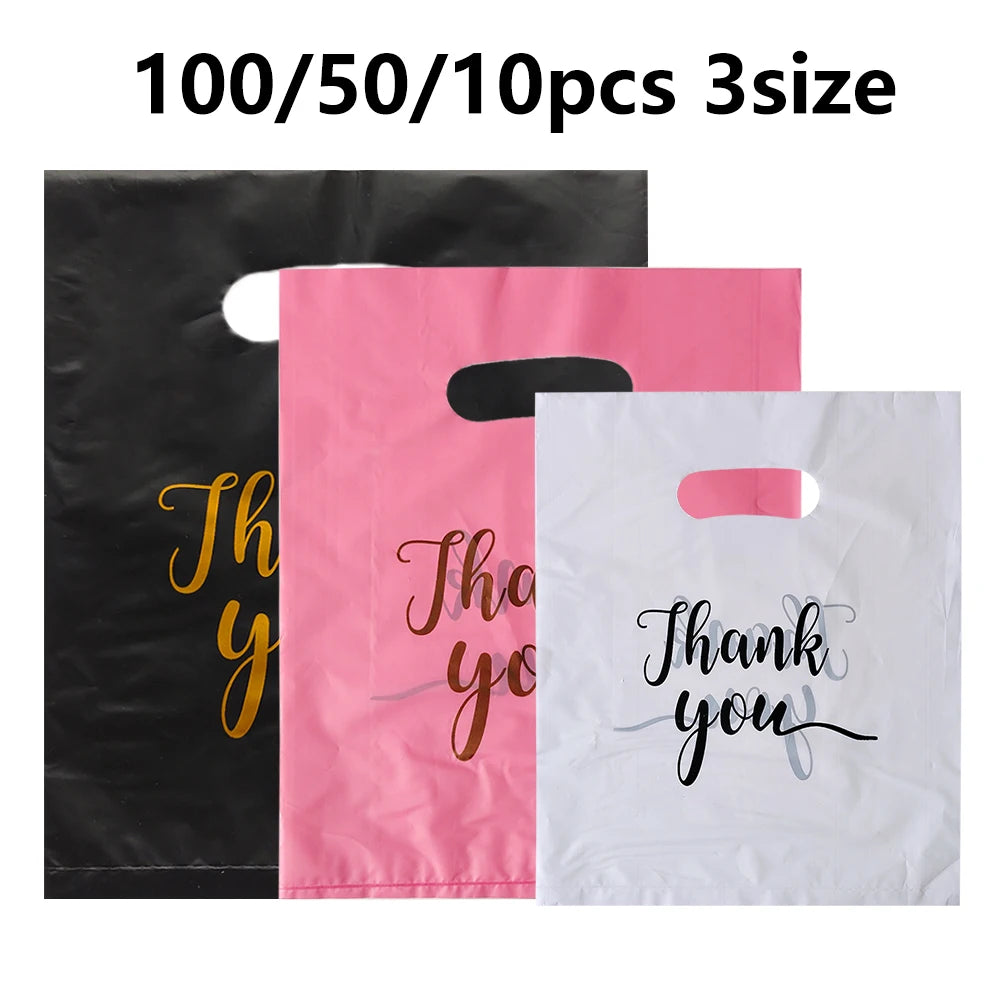 Kit Sacos de Embalagem (10, 50 ou 100 pçs) – Estampa "Thank You"