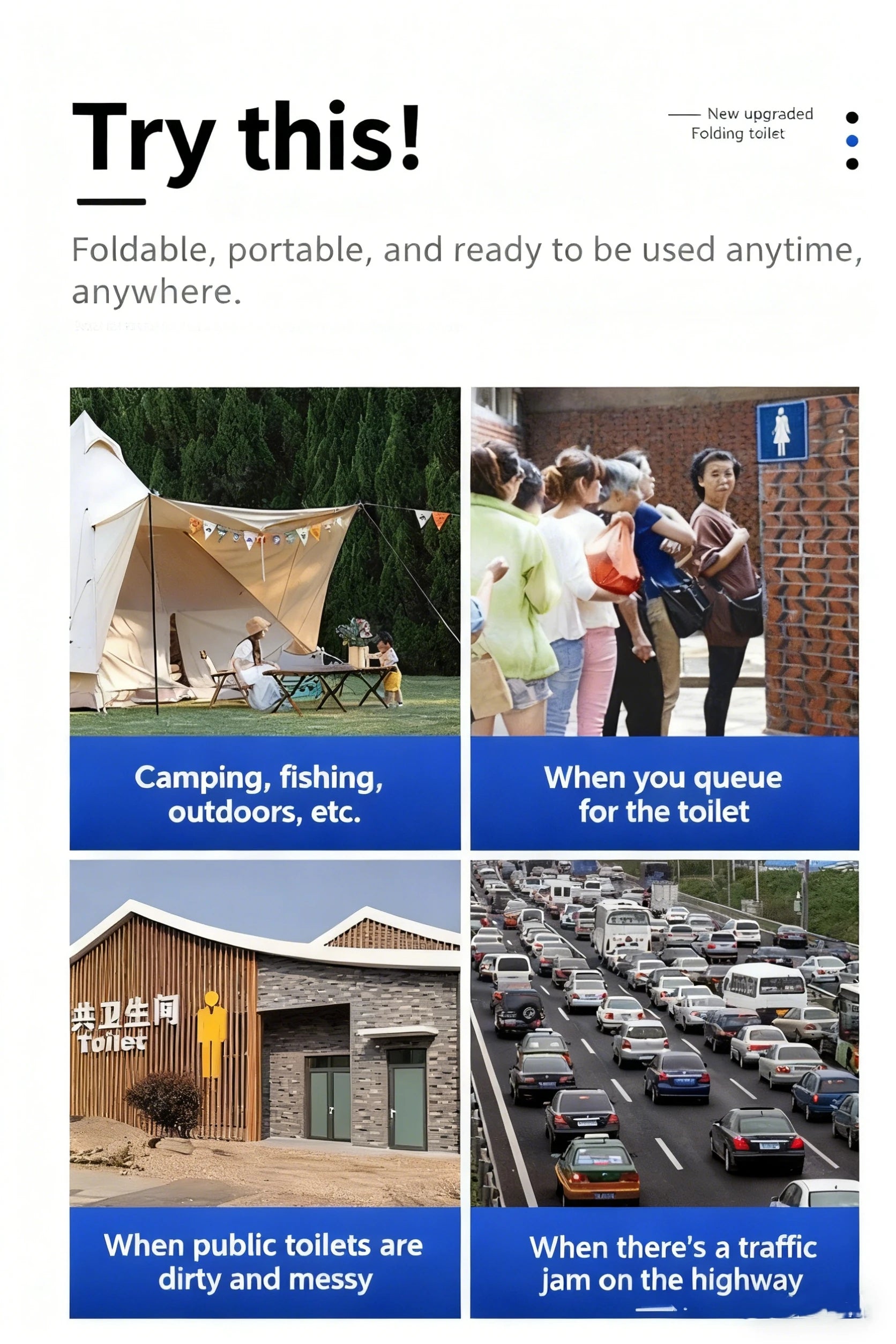 Vaso sanitario portátil e dobrável