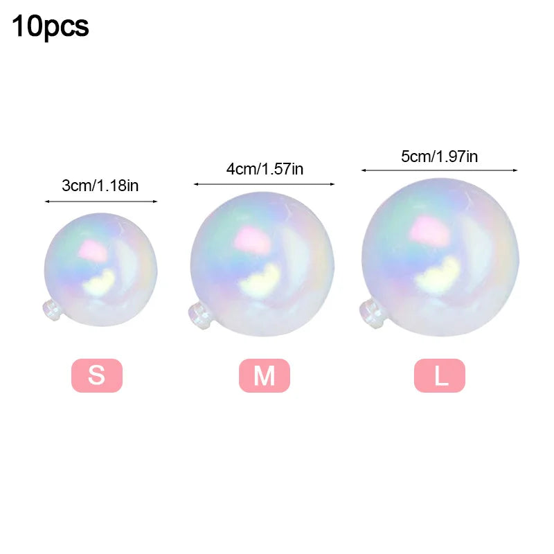 Kit 10 Toppers de bolo esferas transparentes , rosa e pérola