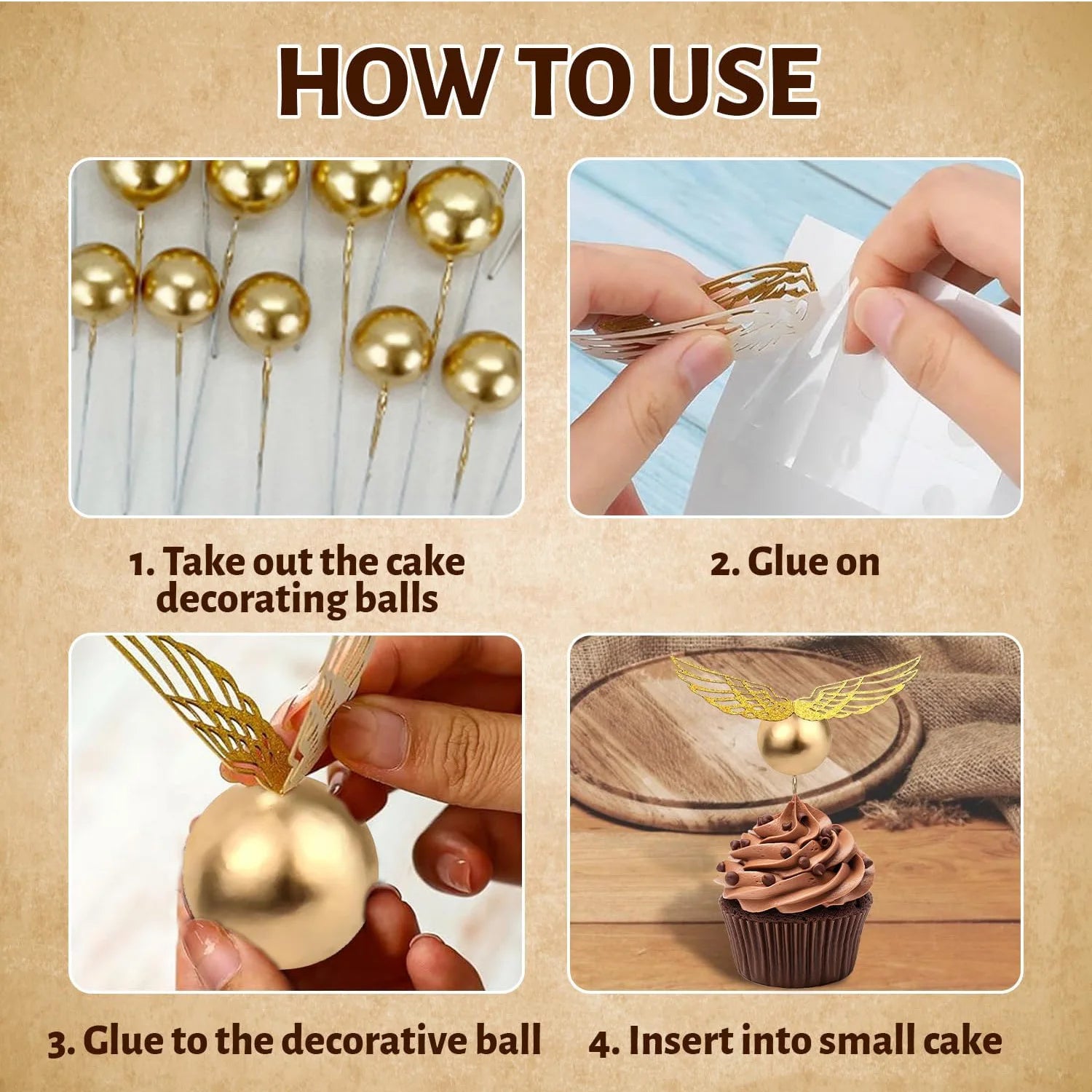 Kit 70 Toppers Pomo de Ouro