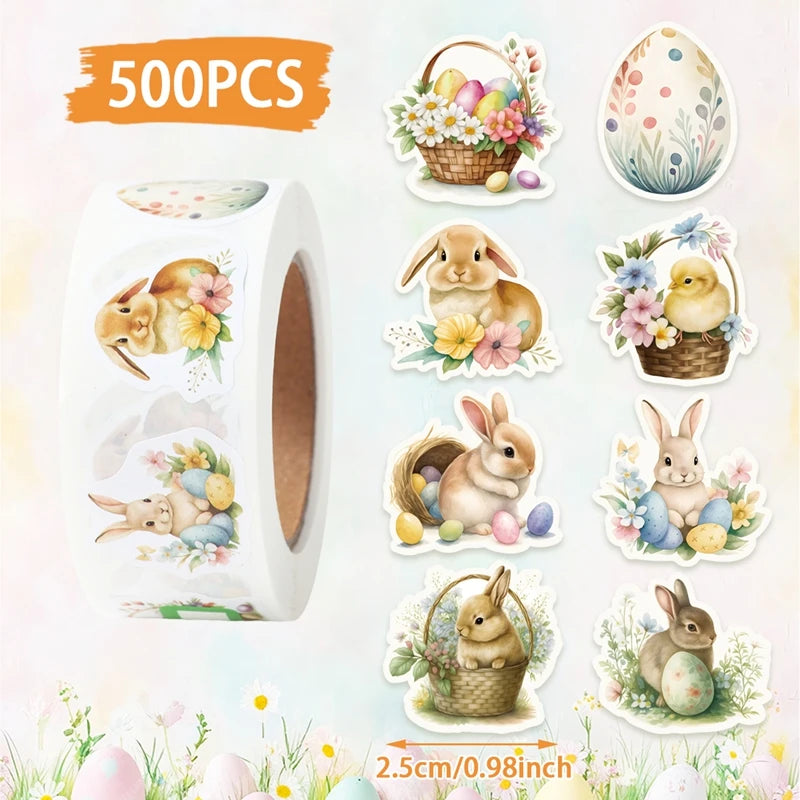 Rolo com 500 Adesivos de Coelhinho