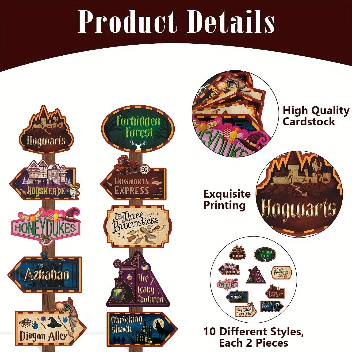 Placas decorativas mundo de hogwarts 20 peças