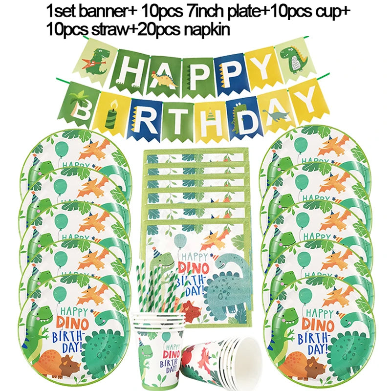 Kit Talheres e Pratos Descartáveis Dinossauro – Festa Completa