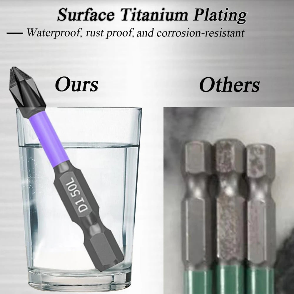 Chave de fenda magnética antiderrapante Bits, Phillips à prova de choque, Impact Bits, Hex Shank, Alloy Steel Bits, Adequado para ferramentas elétricas, 6 pcs, 12 pcs