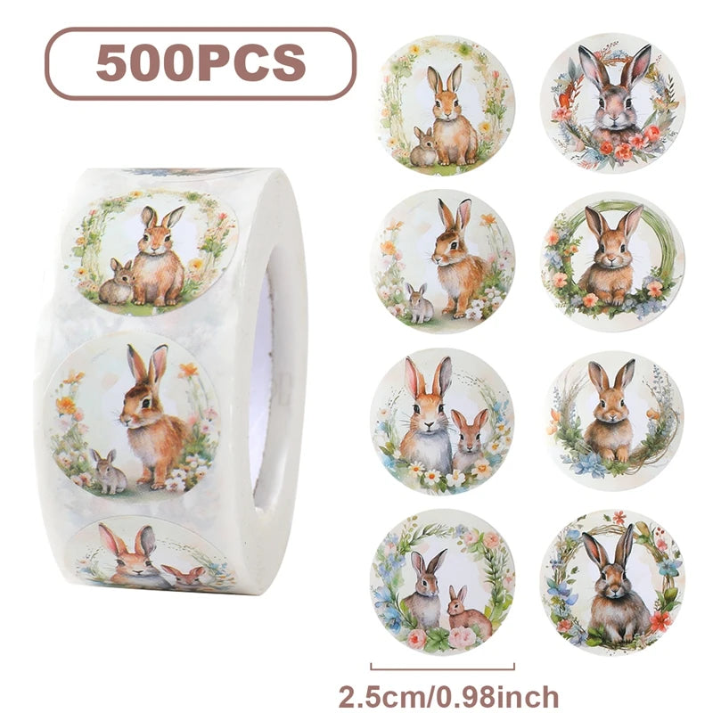 Rolo com 500 Adesivos de Coelhinho