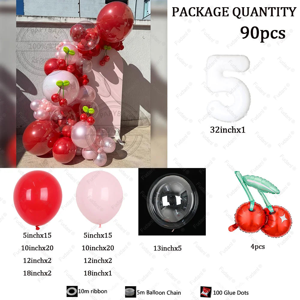 Kit de Balões Números Tema Cereja