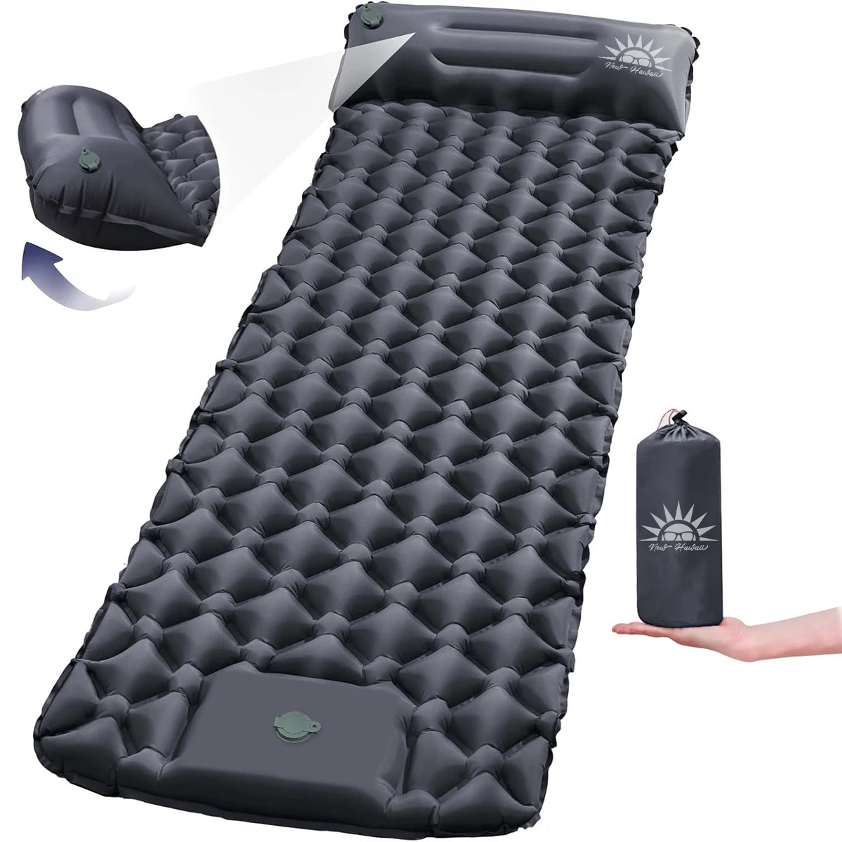 Colchonete inflável resistente a prova dágua com bomba de pé integrada