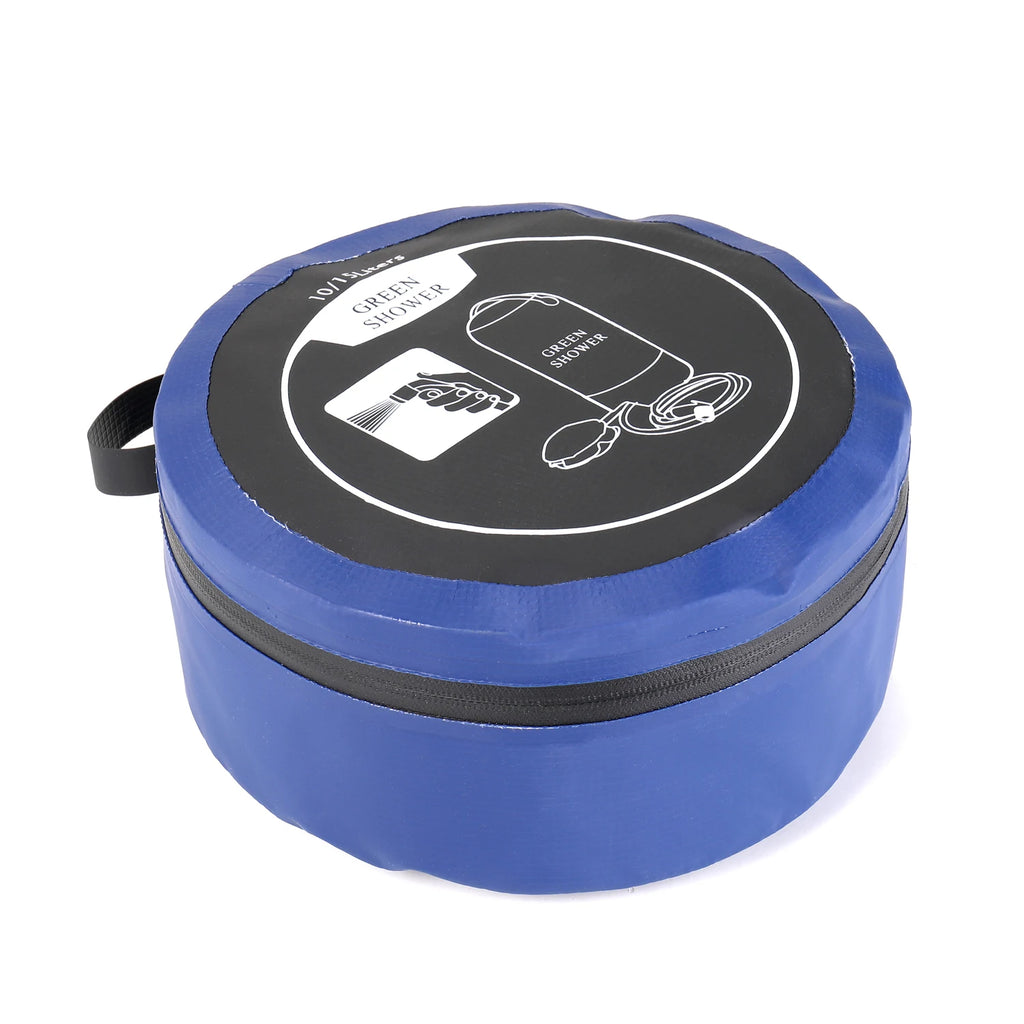 Chuveiro de pressão inflável com pé bomba, saco de água leve, PVC, apto para exterior, praia, camping, caminhadas, banho