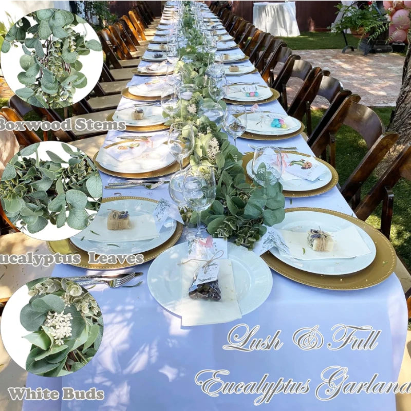 Decoração Eucalipto com Flores Brancas (180 cm)